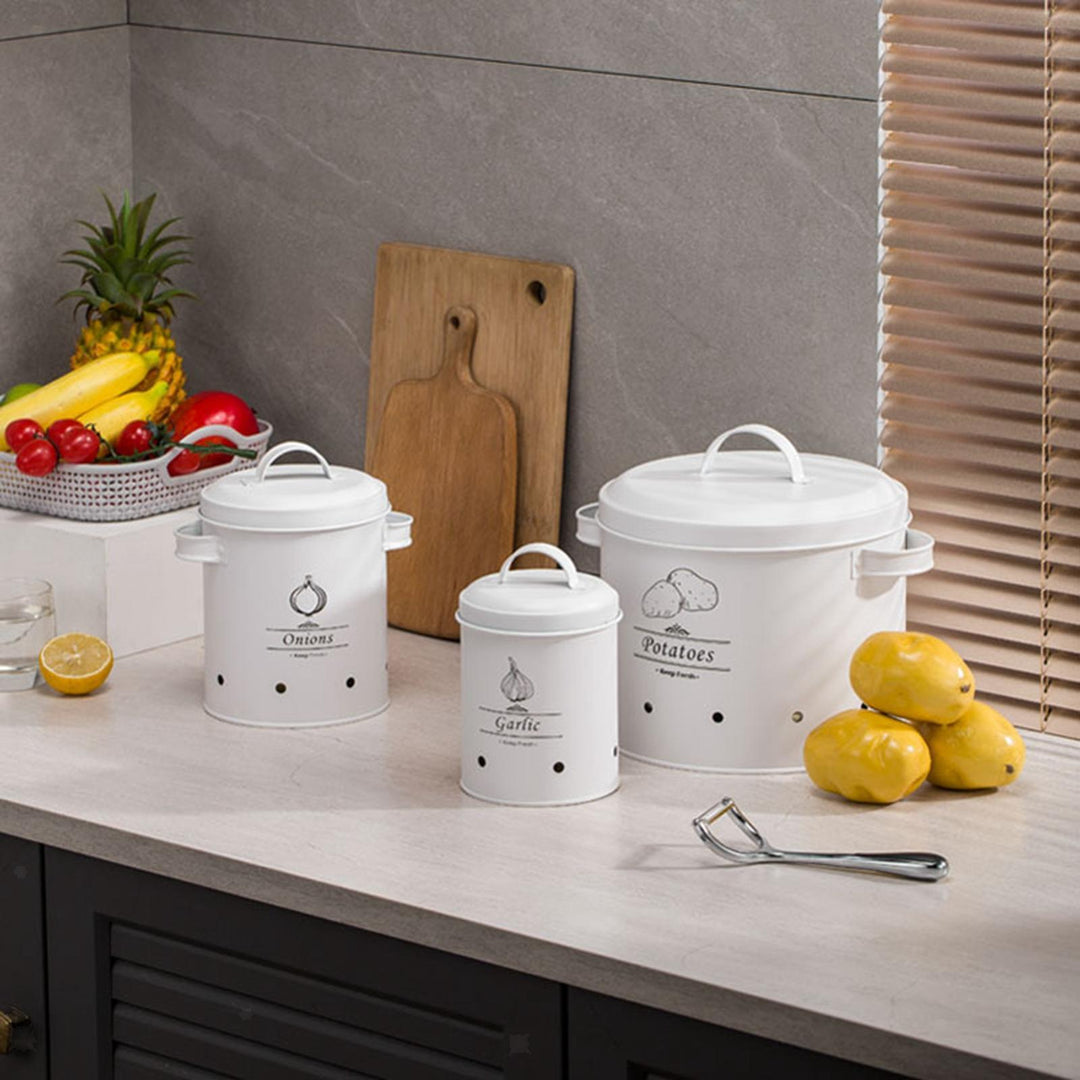 3 pcs Galvanised Iron Fruit Vegetable Storage Tins