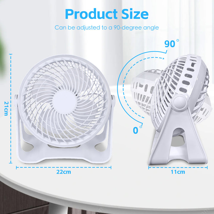 USB Powered Desk Fan – Portable 2-Speed Adjustable Angle Cooling Fan (White)