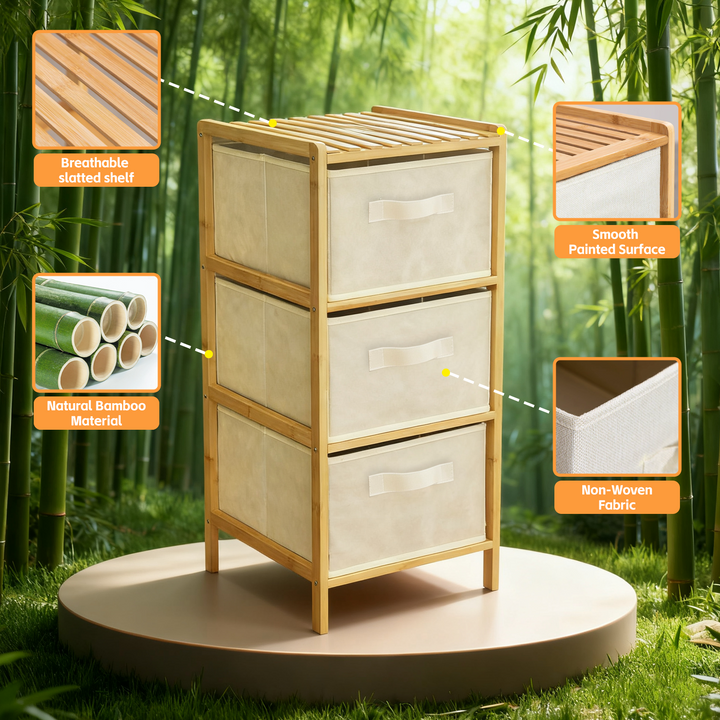 3 Drawer Bammboo Storage Chest