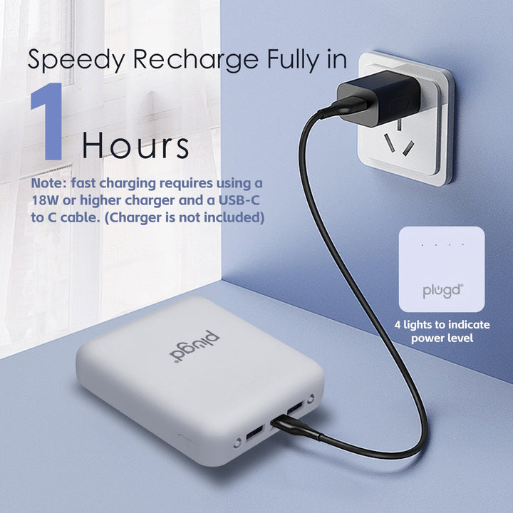 5000mAh Fast Charge Power Bank with 4 Built-in Cables and LED Lights