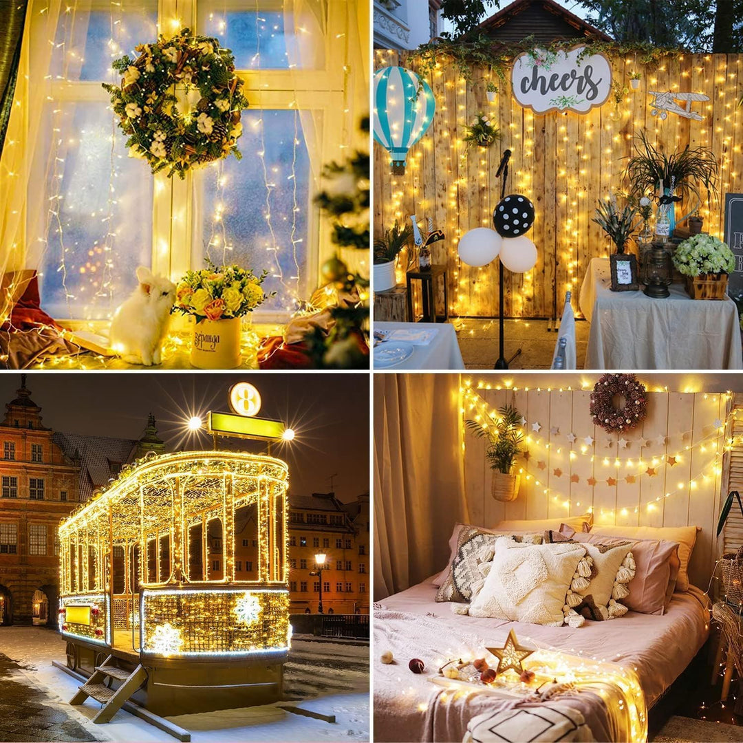 100 Battery Powered LED Fairy Lights 8 Function with Timer Christmas Decoration Warm White