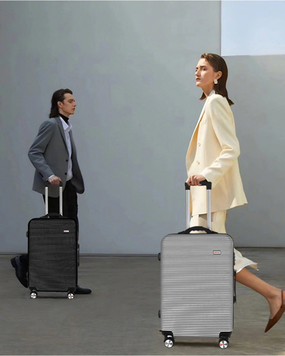 20" Digital Weighing Scale and USB Charging Port Lightweight Carry-on Luggage Suitcase Silver