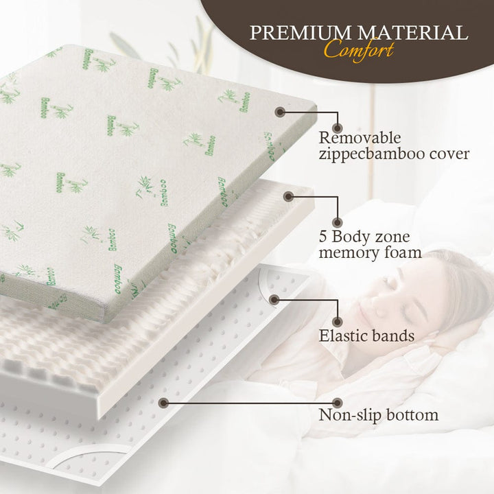 Living Today Mattresses 4cm Memory Foam Mattress Protector with Bamboo Cover - Single