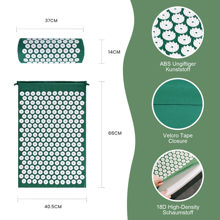 Acupressure Mat and Pillow Set with Bag