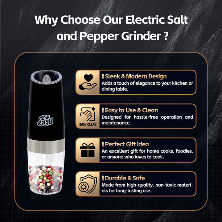 2 Pcs Gravity Sensor Electric Salt and Pepper Spice Grinder