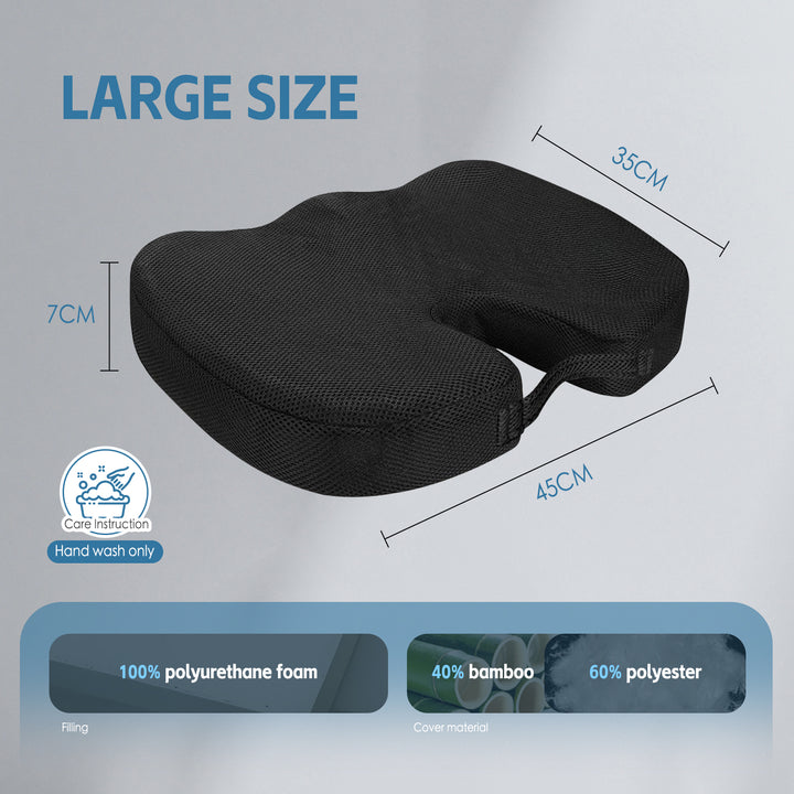 Memory Foam Car Office Seat Cushion with Black Cover