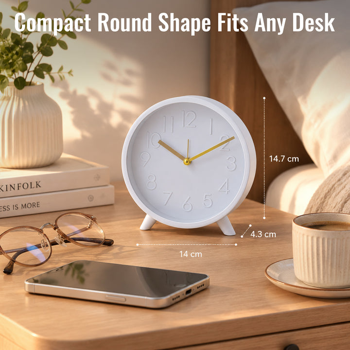 Clevinger White & Gold Tabletop Alarm Clock | 14.7cm