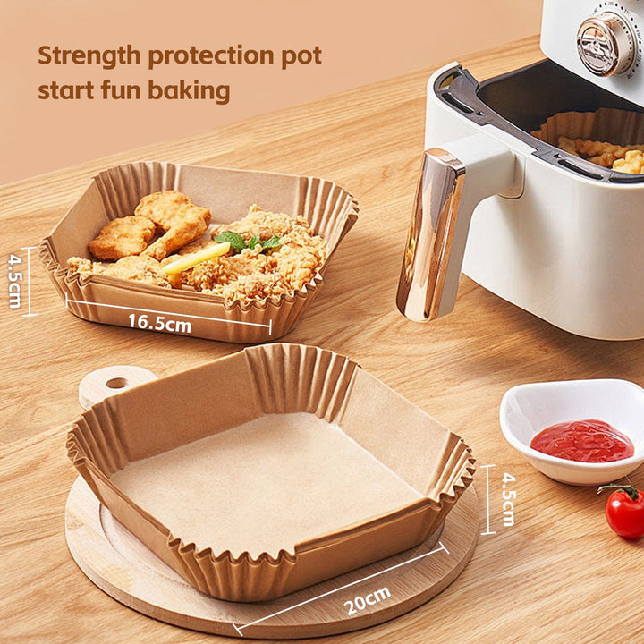 200 Pcs Disposable Unbleached Silicone Paper Dish Air-fryer Liner (100 small round + 100 small square))
