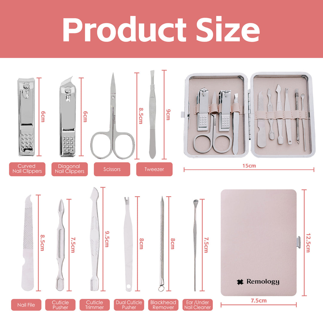 Remology Stainless Steel 10pc Manicure Set Silver