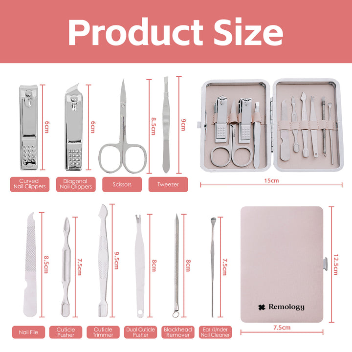 Remology Stainless Steel 10pc Manicure Set Silver