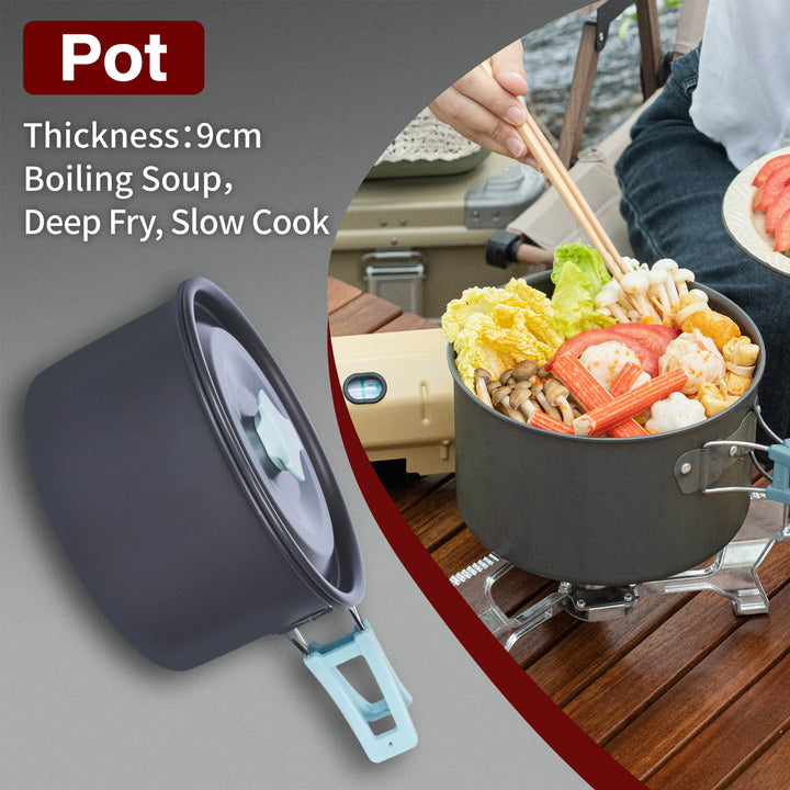 3Pcs Camping Cooking Set – Lightweight Anodised Aluminium Outdoor Cookware Kit with Heat-Resistant Handles