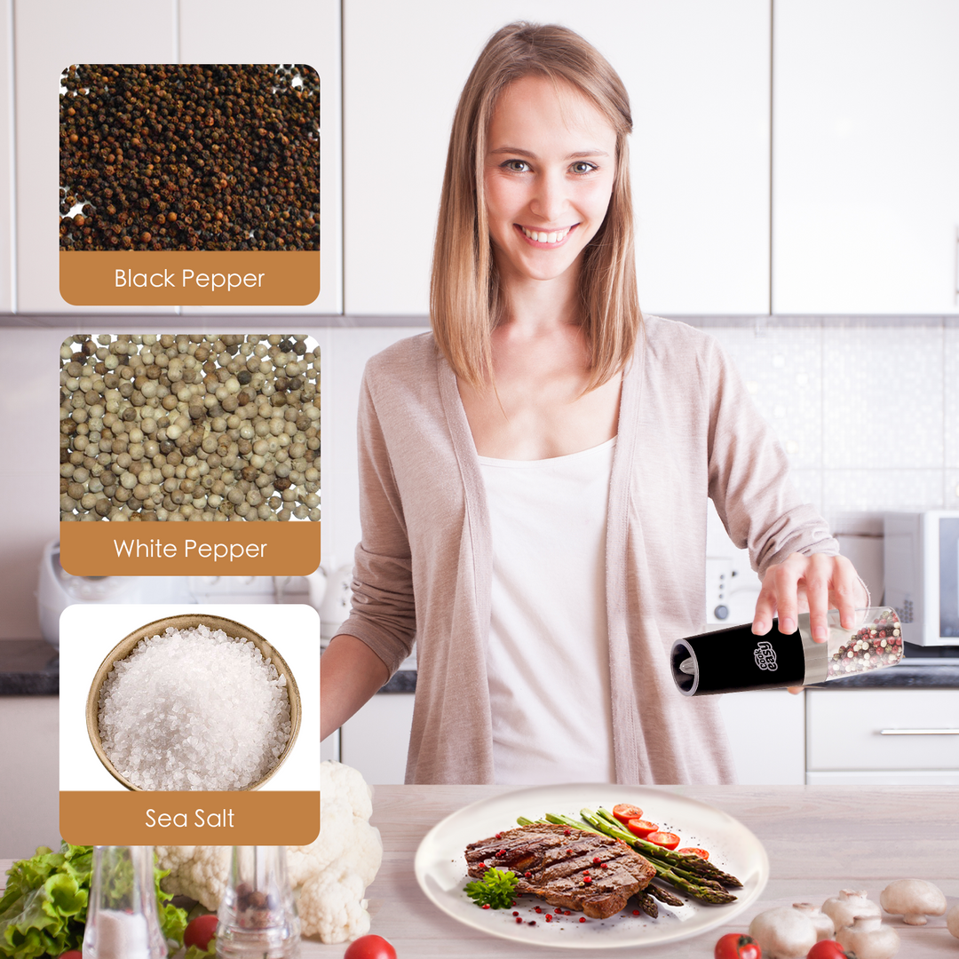 2 Pcs Gravity Sensor Electric Salt and Pepper Spice Grinder