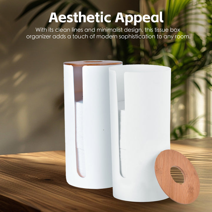 1/2 Pcs Bamboo Lid Toilet Roll Storage Holder