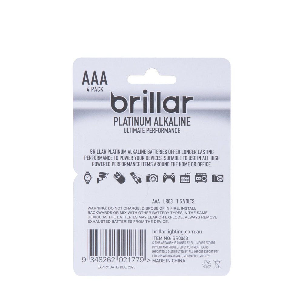 Brillar General Purpose Batteries 2x Brillar AAA Platinum Alkaline Batteries 4pk