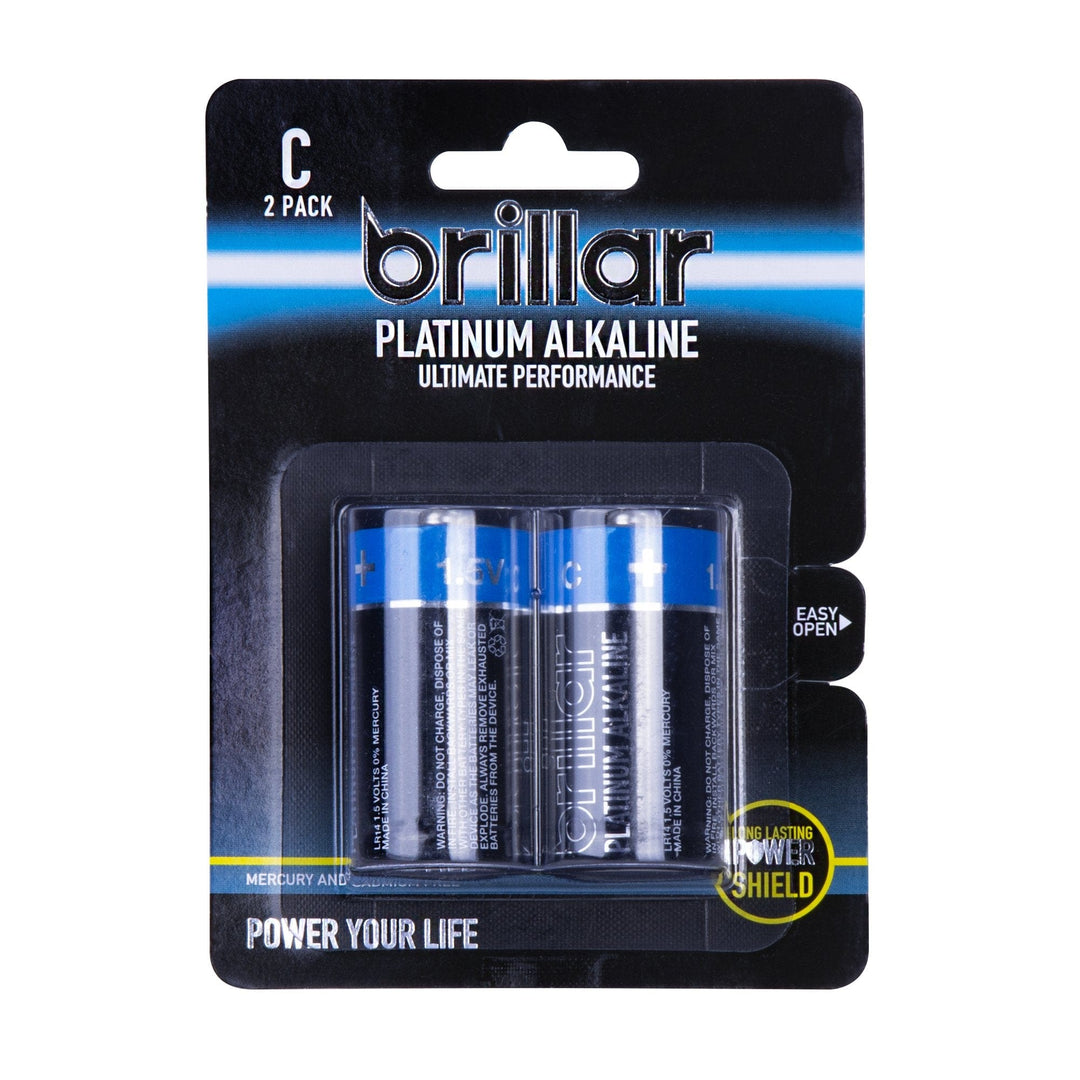 Brillar General Purpose Batteries Brillar C Platinum Alkaline Batteries 2pk