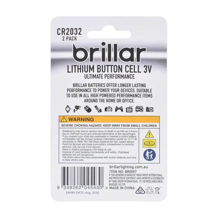 Brillar General Purpose Batteries Brillar CR2032 Lithium Button Cell 2pk