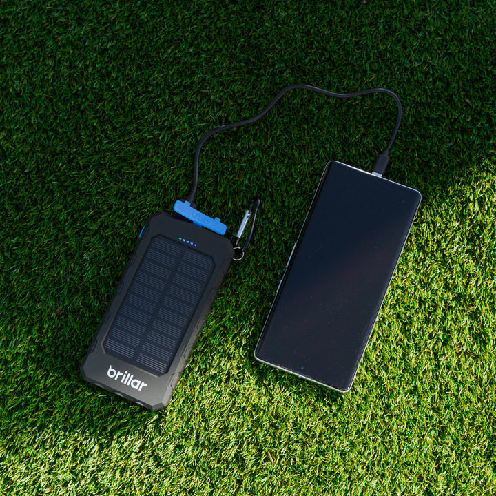 Brillar solar power bank Brillar 8000mAh Solar USB Power Bank 200 Lumens LED Torch