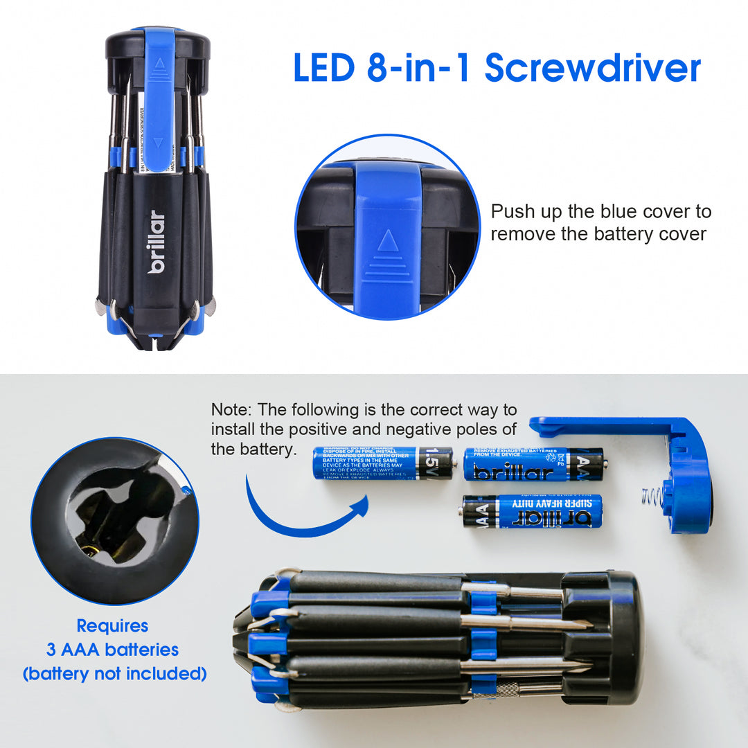 Brillar 8 in 1 Multifunction Screwdriver With LED Light