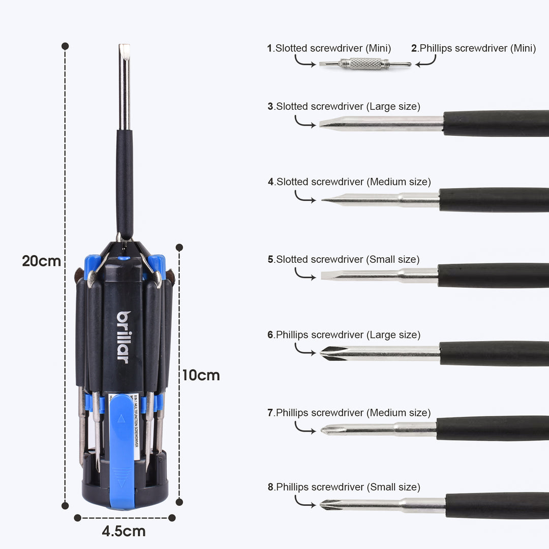 Brillar 8 in 1 Multifunction Screwdriver With LED Light