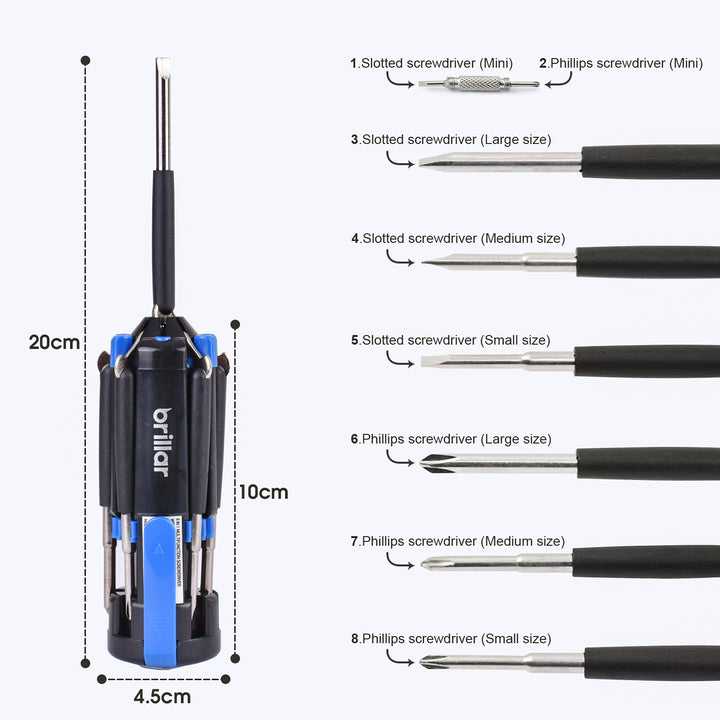Brillar 8 in 1 Multifunction Screwdriver With LED Light