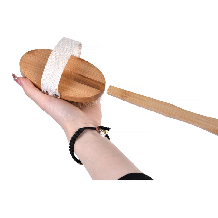 Bamboo Bath Shower Long Detachable Handle Body Brush