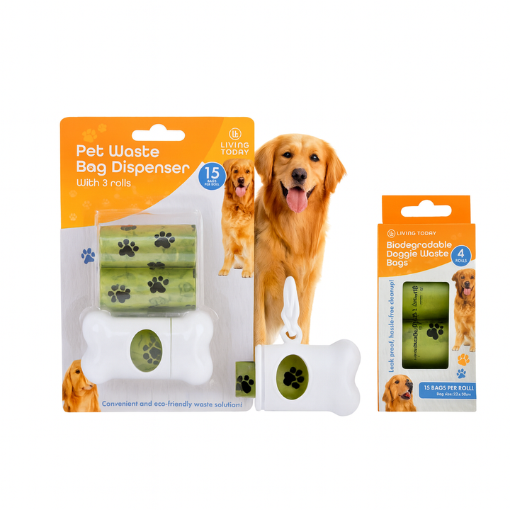 Livingtoday Pet Dog Poop Dispenser and 105 Pcs Biodegradable Unscented Waste Bags