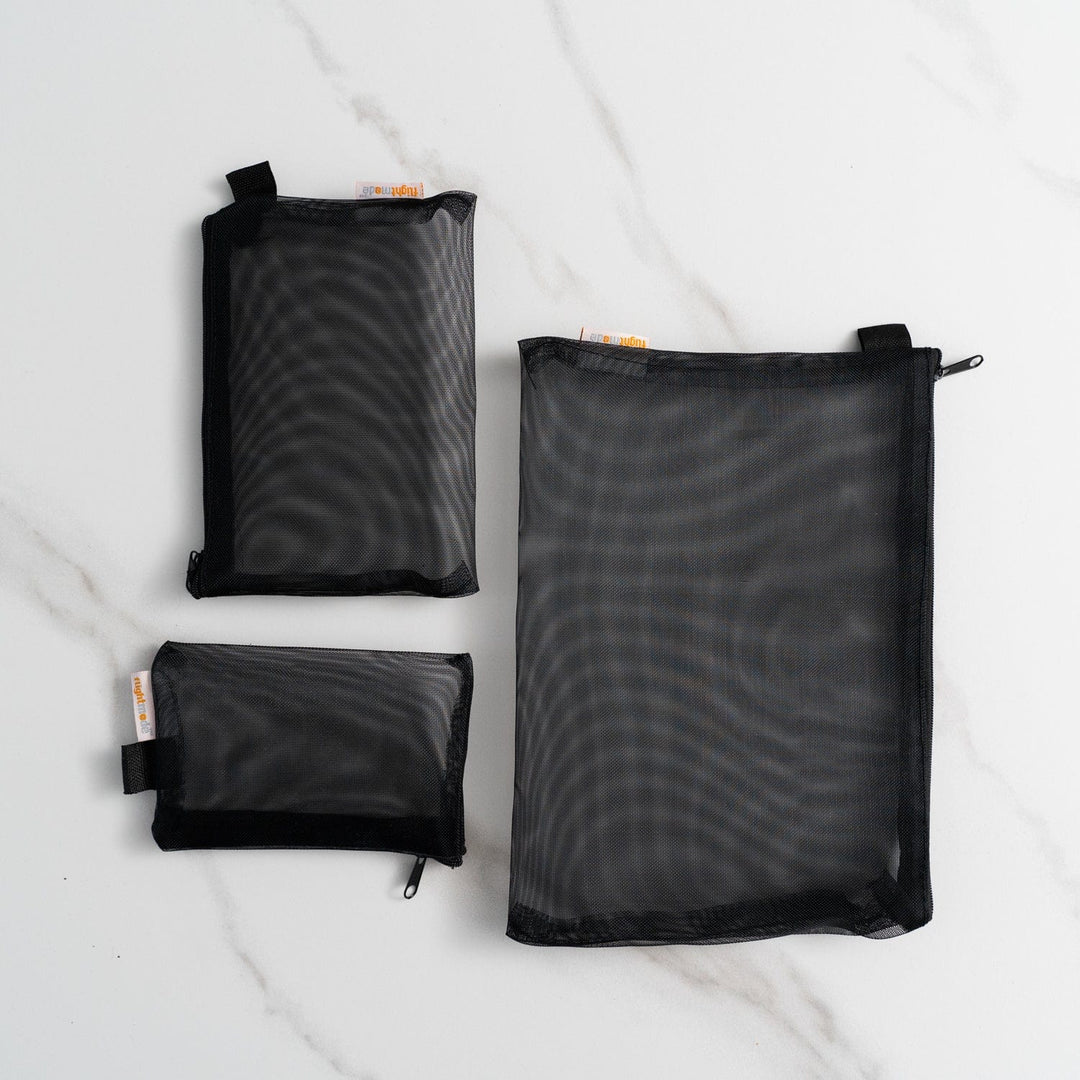 Flightmode 3 Pack Zipper Travel Cosmetic Mesh Bag Set