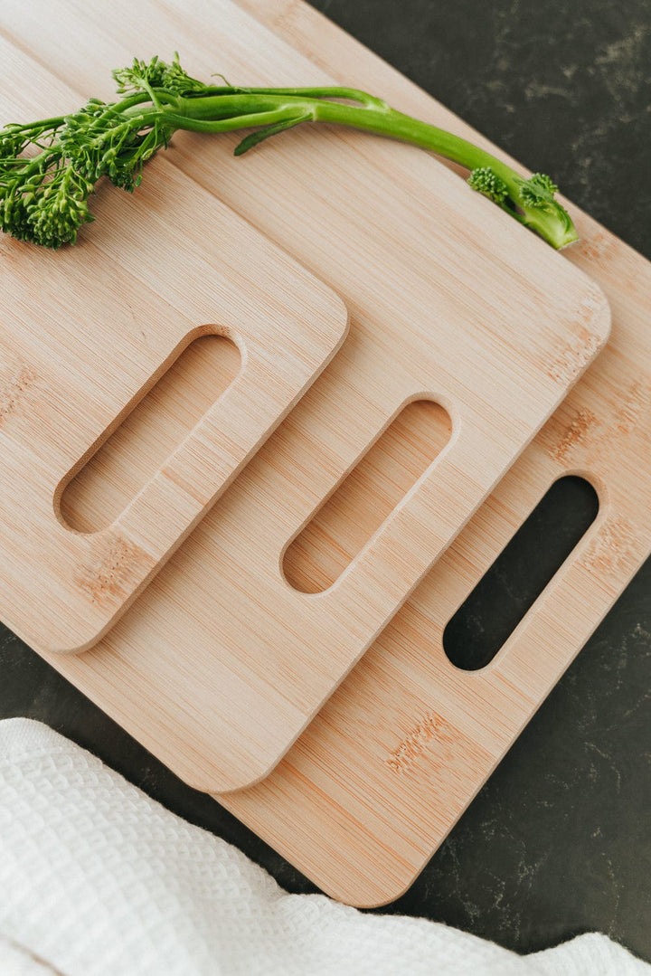 Living Today Kitchen 2 Pack Bamboo Wood Chopping Board 3-Set Cheese Cutting & Serving Light Wood Tone