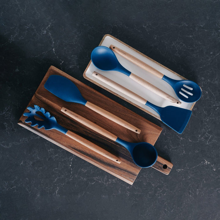 Clevinger 2pcs Beechwood & silicone turner navy