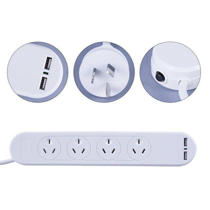 Living Today Extension Cords 4 Outlet Powerboard With Surge Protection and Dual USB Charger