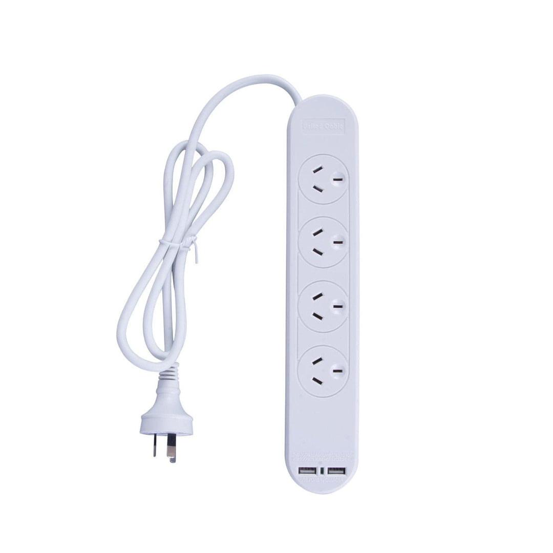 Living Today Extension Cords 4 Outlet Powerboard With Surge Protection and Dual USB Charger