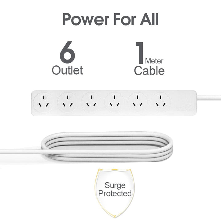 plugd Electrical 6 Outlet Powerboard With Overload Protection