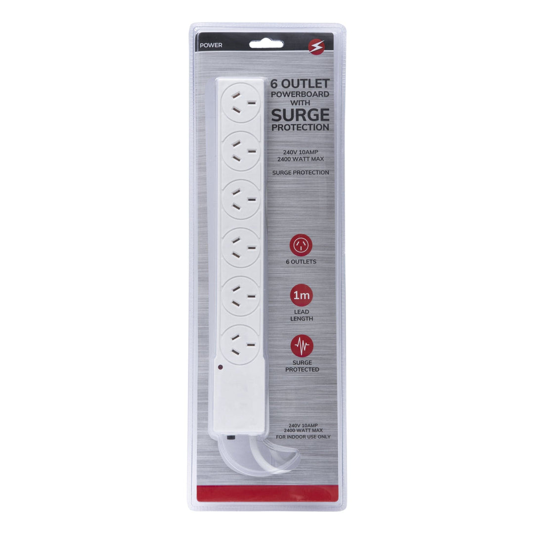 Living Today Electrical 6 Outlet Powerboard With Surge Protection