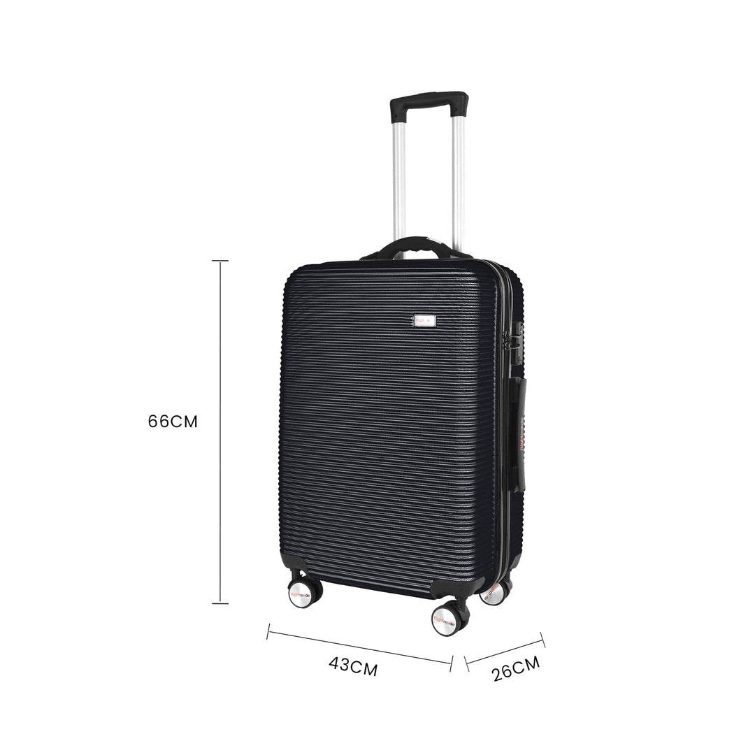 Flightmode 3 pcs 20"/24"/28" Digital Weighing Scale and USB Charging Port Lightweight Luggage Suitcase Black