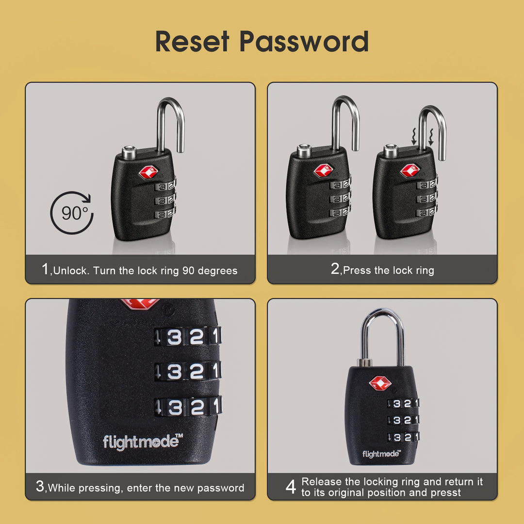 TSA Approved Combination 3 Dial Travel Padlock