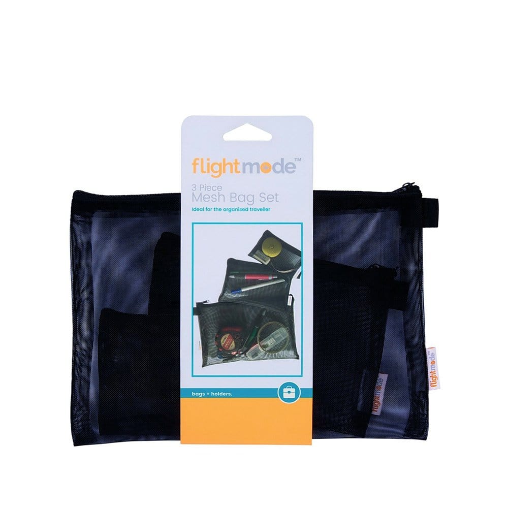 Flightmode 3 Pack Zipper Travel Cosmetic Mesh Bag Set