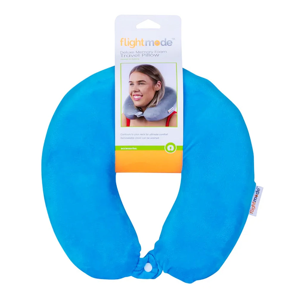 Deluxe Memory Foam Travel Pillow Blue