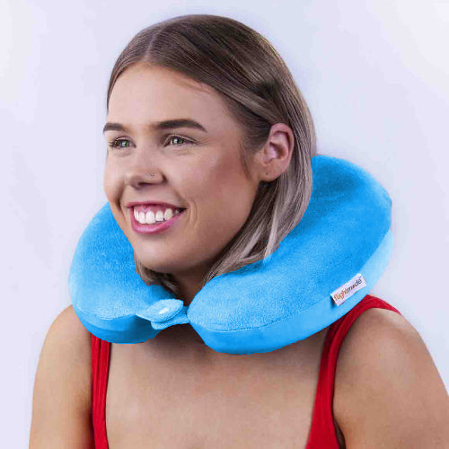 Deluxe Memory Foam Travel Pillow Blue