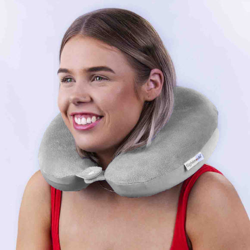 Deluxe Memory Foam Travel Pillow Grey