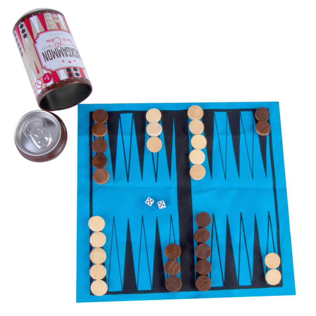 Living Today Backgammon In a Can - Travel Board Game