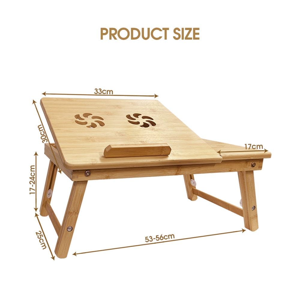 Foldable Laptop Table for Bed, Bamboo Bed Stand, Tray and Workstation