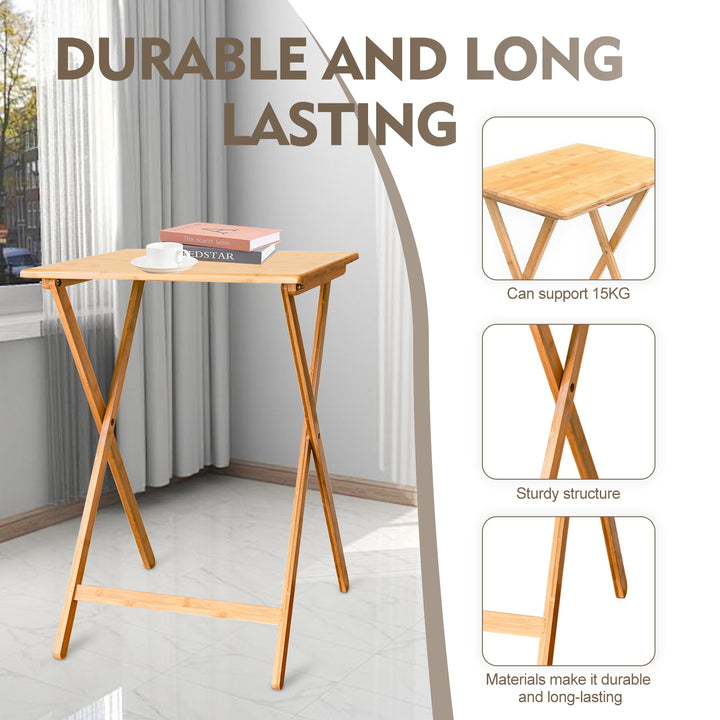 2pc Bamboo Folding Laptop Tray & Snack Table