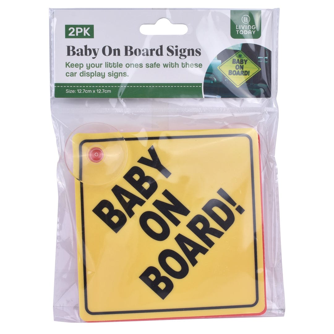 Living Today car accessories 2PK Baby On Board Car Safety Sign 13x13cm