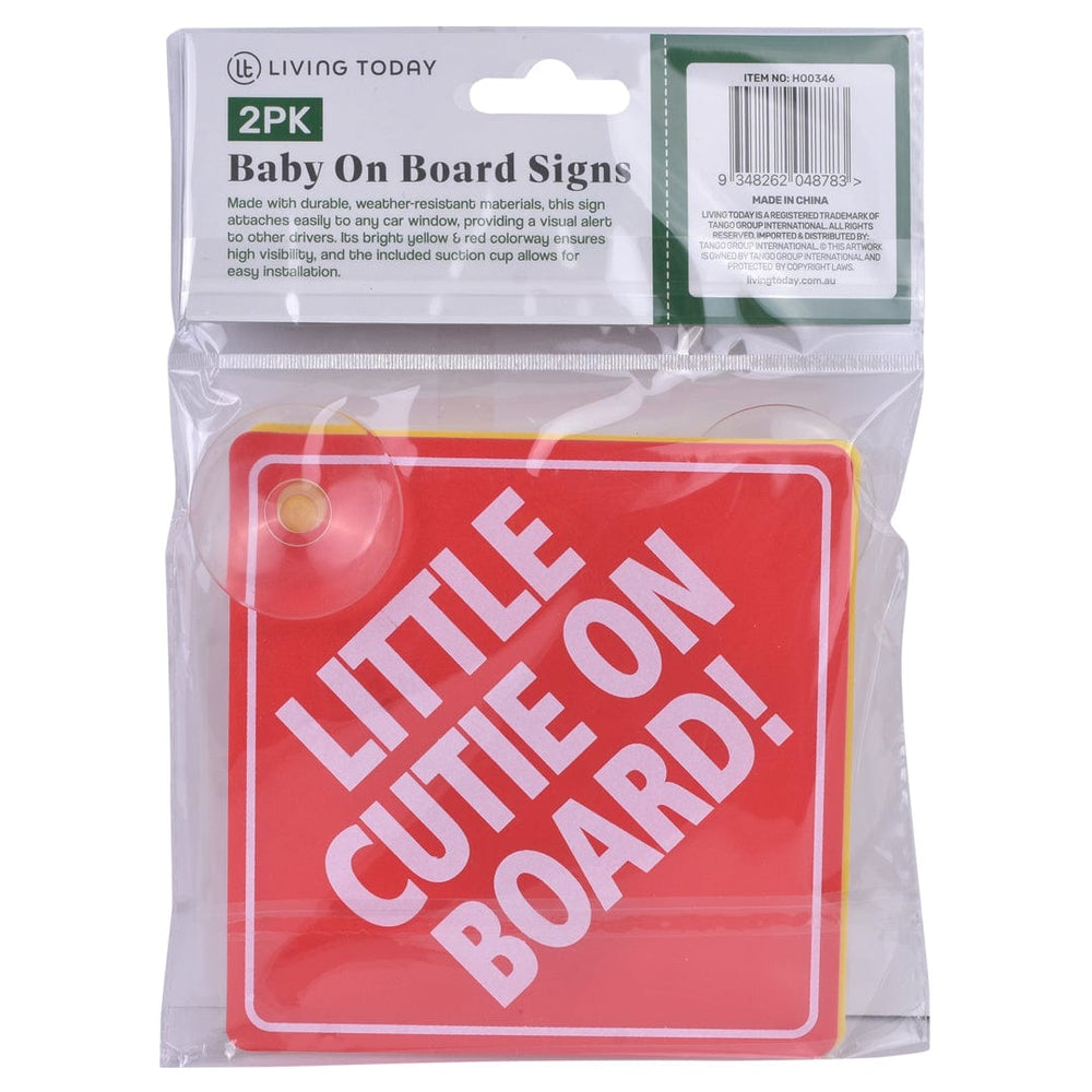 Living Today car accessories 2PK Baby On Board Car Safety Sign 13x13cm