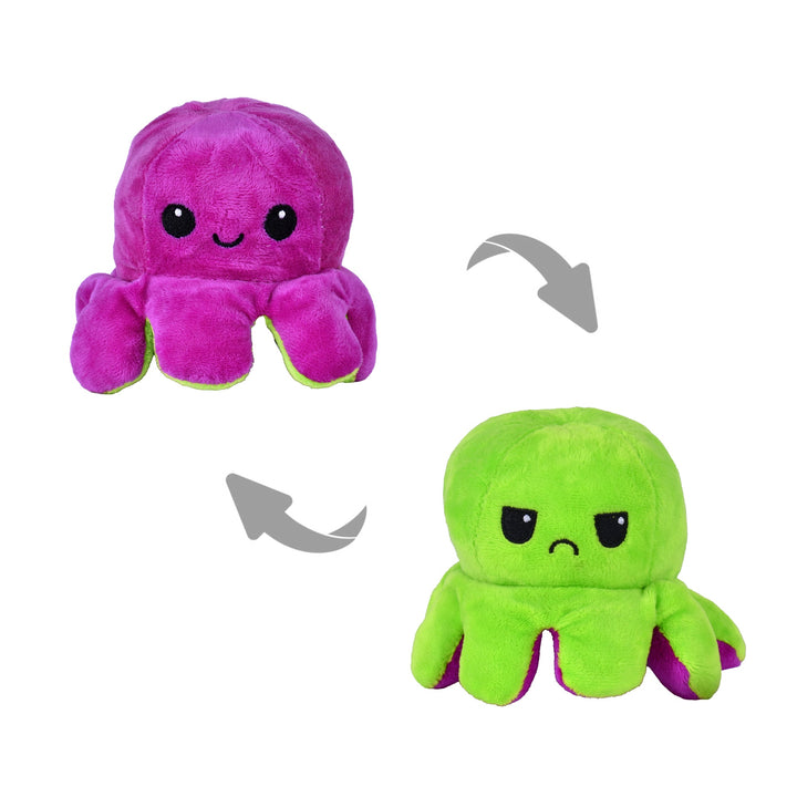 2 pk Flippy Mood Changing Reversible Octopus Plush Toy Assorted Color