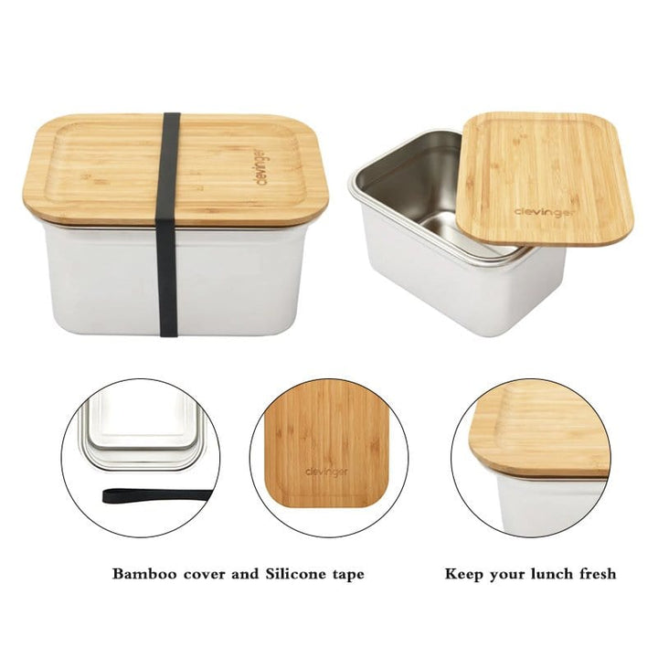 Clevinger Lunch Box Clevinger Stainless Steel Bamboo Extra Large Lunch Box 2000ml