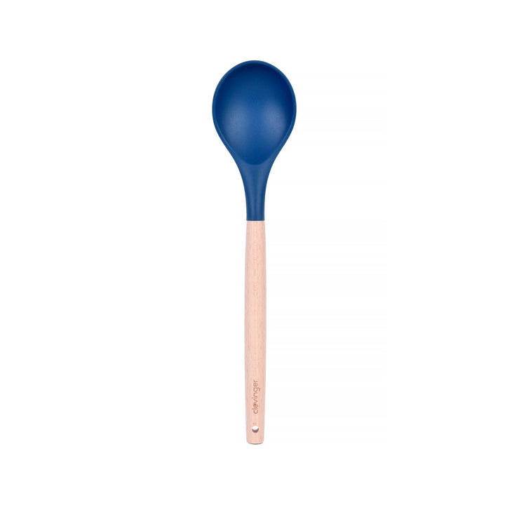 Beechwood & Silicone Kitchen Cooking Utensils Set - Turner/Spoon/Slotted Turner  - Navy