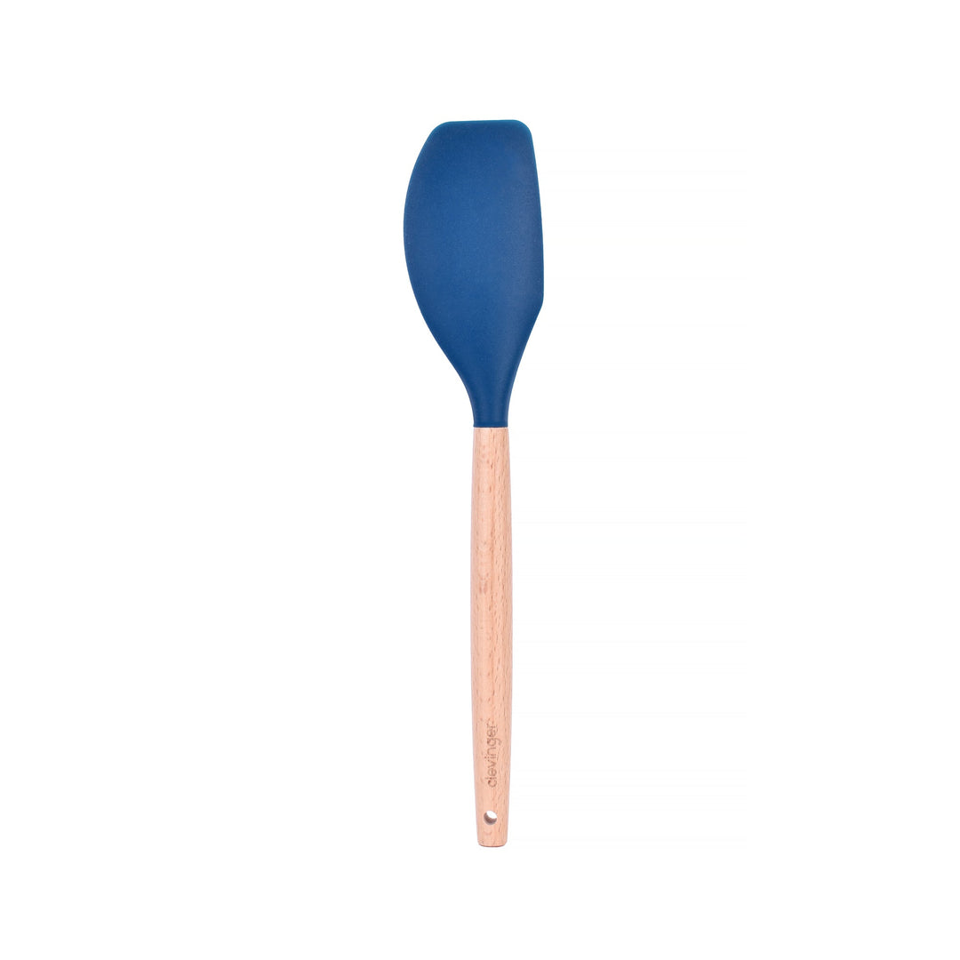 Beechwood & Silicone Kitchen Baking Utensils Set - Spatula/Whisk/Basting Brush - Navy