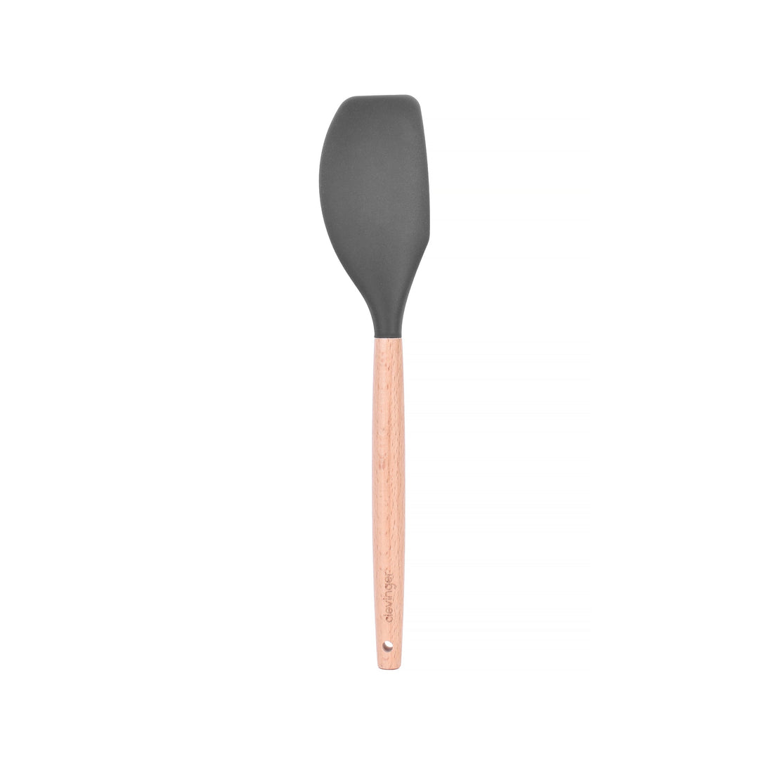 Beechwood & Silicone Kitchen Baking Utensils Set - Spatula/Whisk/Basting Brush - Charcoal