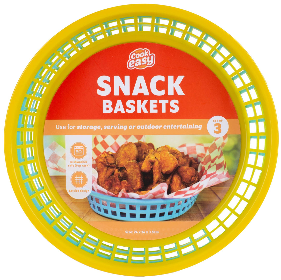 LIVINGTODAY Over Door Hook Cook Easy Set of 3 Round Plastic Baskets